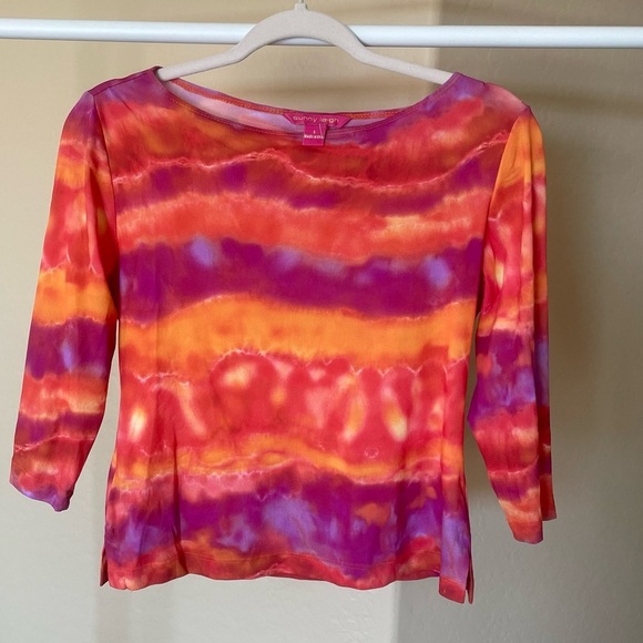 Y2k Orange Pink Tie Dye Top - Picture 2 of 5